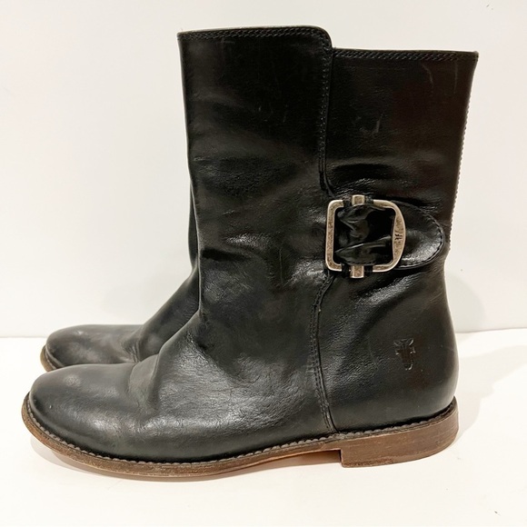Frye Black Mid Calf Leather Boots - Picture 6 of 15